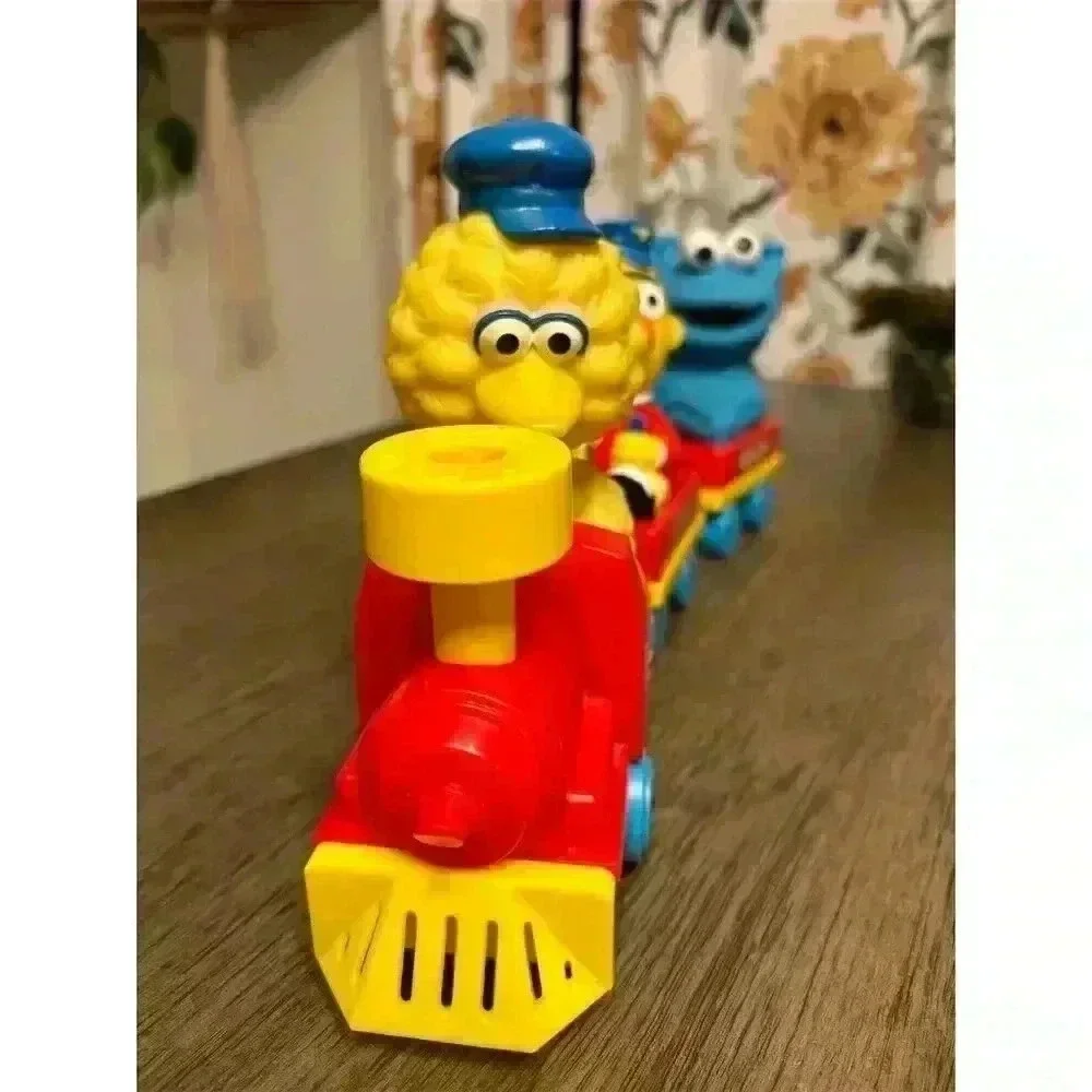 Vintage 1989 ILLCO Sesame Street Wind-Up Train Set Toy Bert, Cookie, Big Bird - Picture 4 of 13